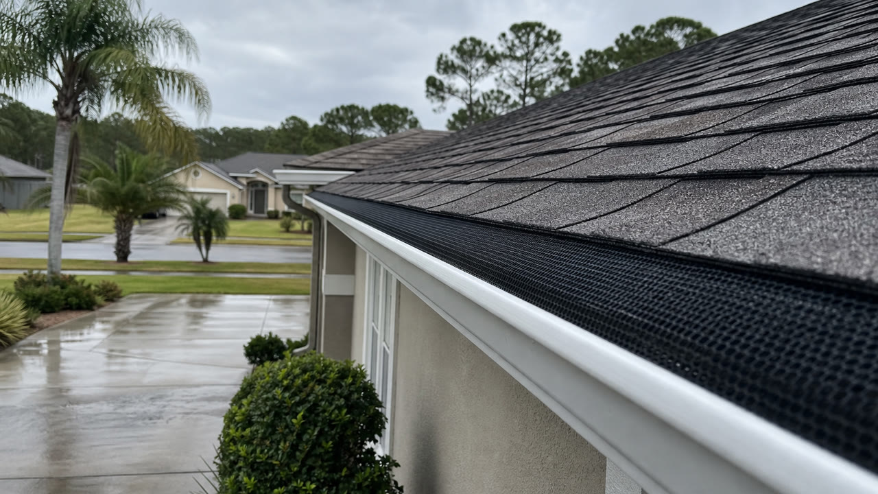Finished Project Example for gutter cleaning and gutter guards in Palm Coast