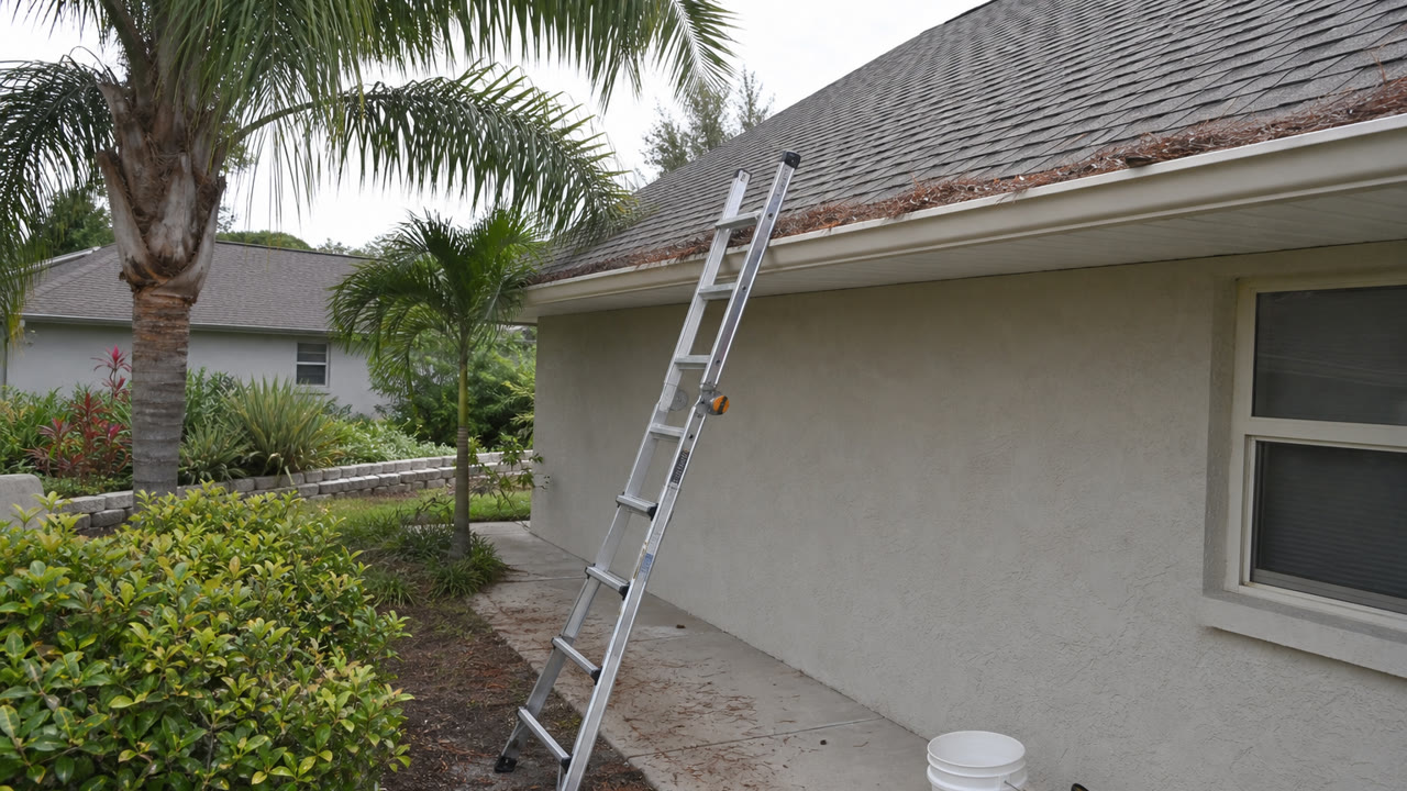 Service Scene for gutter cleaning and gutter guards in Palm Coast